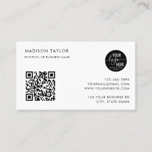 Stylish Custom Company Logo QR Code Minimalist Business Card
