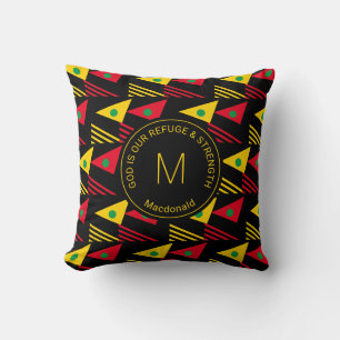 Stylish Custom Ethnic Geometric Triangles Monogram Throw Pillow