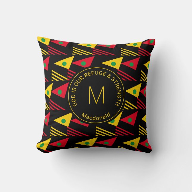 Stylish Custom Ethnic Geometric Triangles Monogram Throw Pillow (Front)