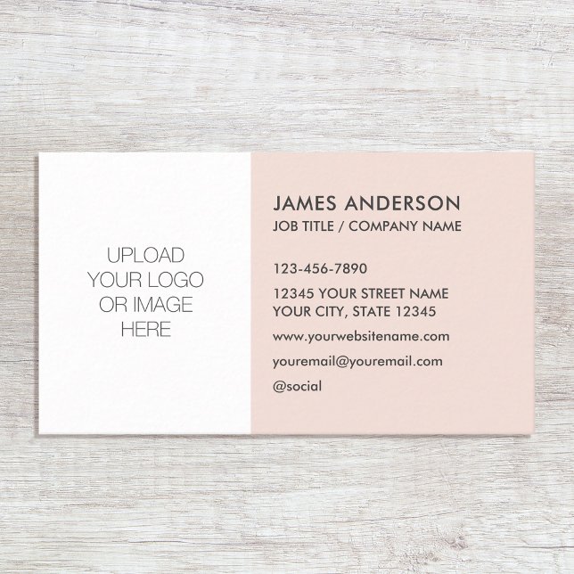 Stylish Custom Logo Minimalist Blush Pink Business Card (Creator Uploaded)