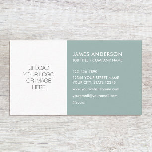 Stylish Custom Logo Minimalist Sage Green Business Card