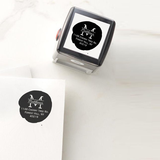 Stylish Custom Monogram Ink Spot Self-inking Stamp (Creator Uploaded)