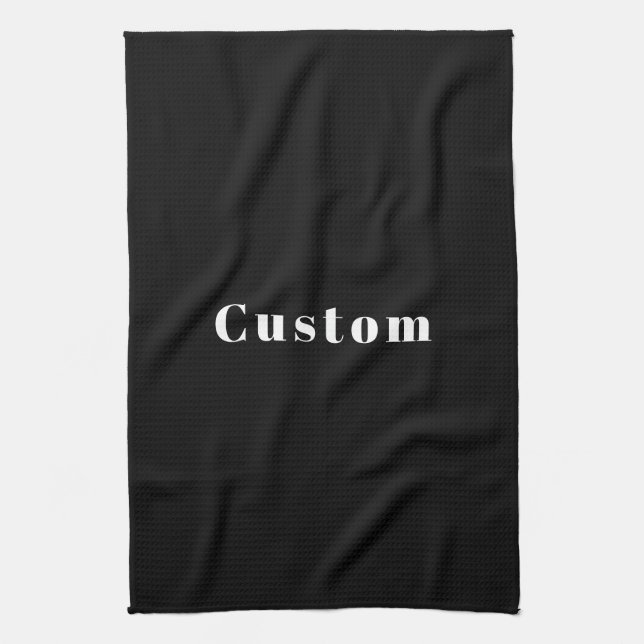 Stylish Custom Name or other Text | Black & White Kitchen Towel (Vertical)