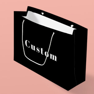 Stylish Custom Name or other Text Black & White Large Gift Bag