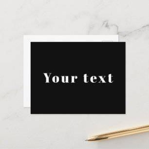 Stylish Custom Name or other Text Black & White Postcard