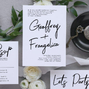 Stylish Custom Names Black White Wedding Invitation