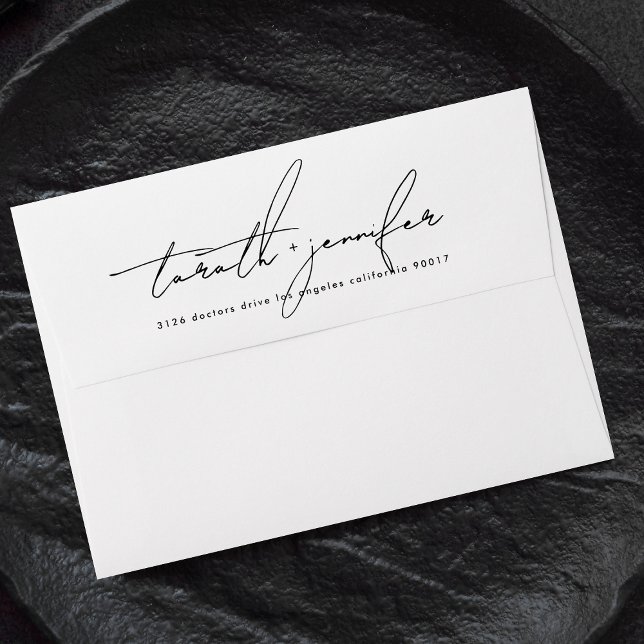 Stylish Custom Names Return Address Wedding Envelope (Creator Uploaded)