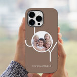 Stylish Custom Photo Brown Case-Mate iPhone 14 Pro Max Case<br><div class="desc">This simple and stylish phone case is decorated with the word JOY on a brown background.
Customize it with your photo and name.</div>