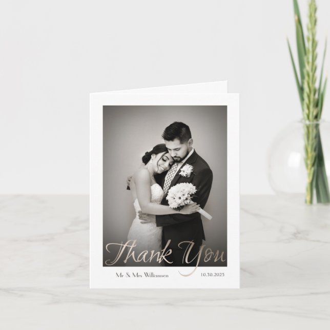 Stylish Custom Photo Thank You Card (Front)