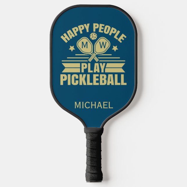 Stylish Custom Teal Personalized Name Initials  Pickleball Paddle (Front)