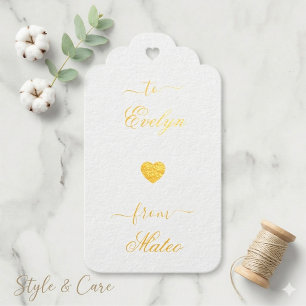Stylish Custom Text Foil Scalloped Gift Tag Design