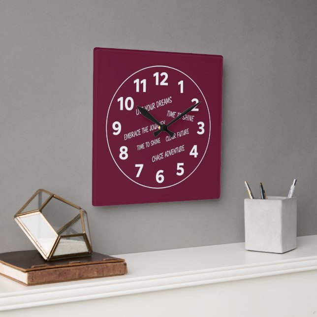Stylish Custom Timepiece Gift Square Wall Clock (Office)