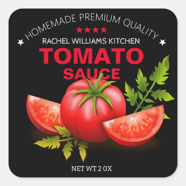 Stylish Custom Tomato Sauce Stickers for Labels (Front)