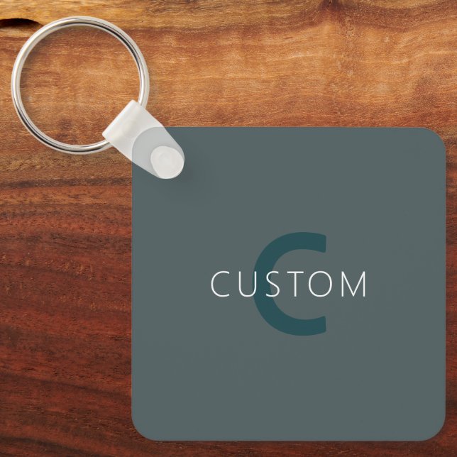 Stylish Customizable Monogram Template Keychain (Front)