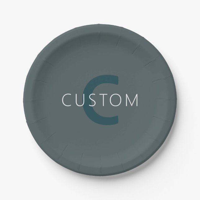 Stylish Customizable Monogram Template Paper Plate (Front)