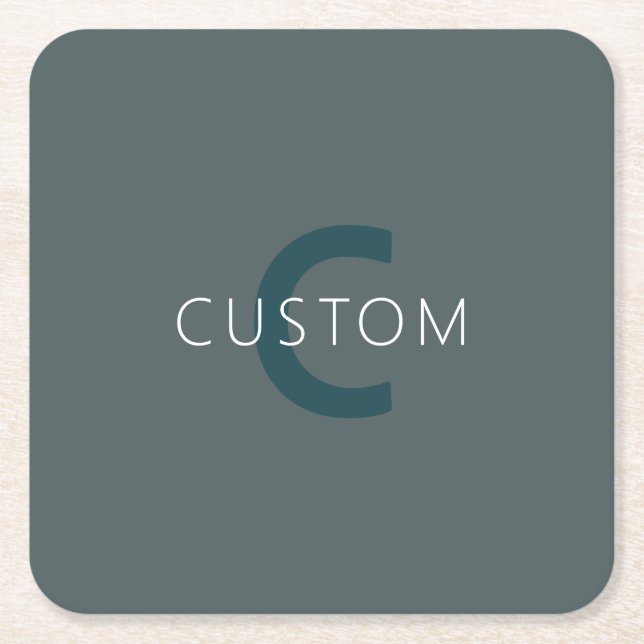 Stylish Customizable Monogram Template Square Paper Coaster (Front)