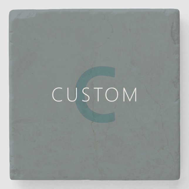 Stylish Customizable Monogram Template Stone Coaster (Front)