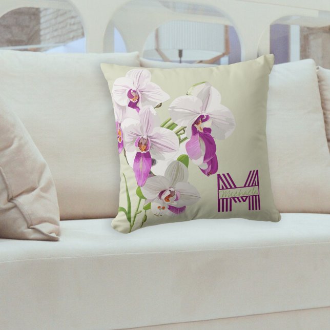 Stylish Customizable Orchid Throw Pillow (Creator Uploaded)