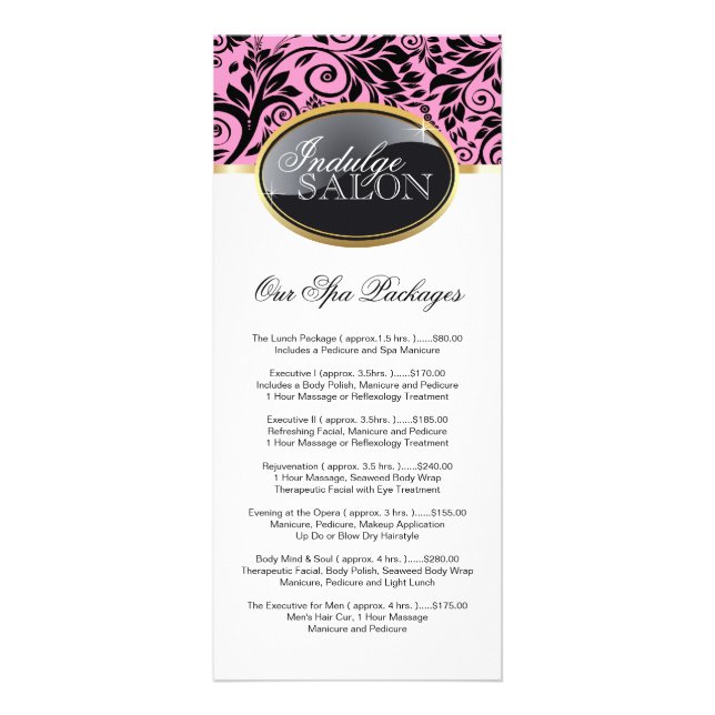 Stylish Customizable Salon Rack Card (Front)