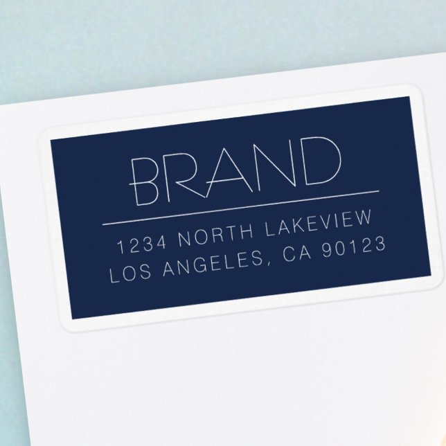Stylish Customizable Text Navy Blue White Border  Label (Creator Uploaded)