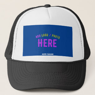 STYLISH CUSTOMIZABLE WHITE BLACK COBALT BLUE BRAND TRUCKER HAT