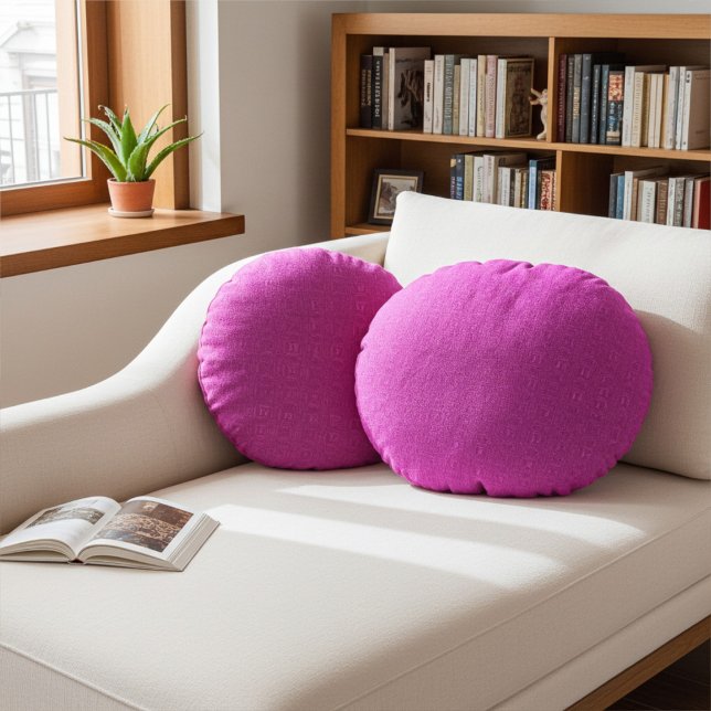 Stylish Cute and Elegant Abstract Hot Pink Pattern Round Pillow (Creator Uploaded)