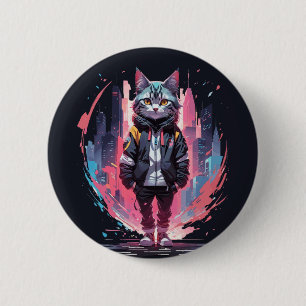 Stylish Cute Cat Design 2 Inch Round Button