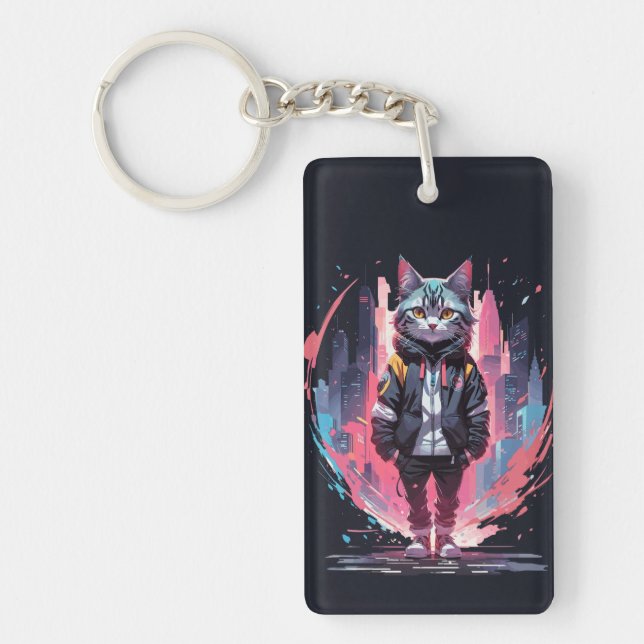 Stylish Cute Cat Design Keychain (Front)