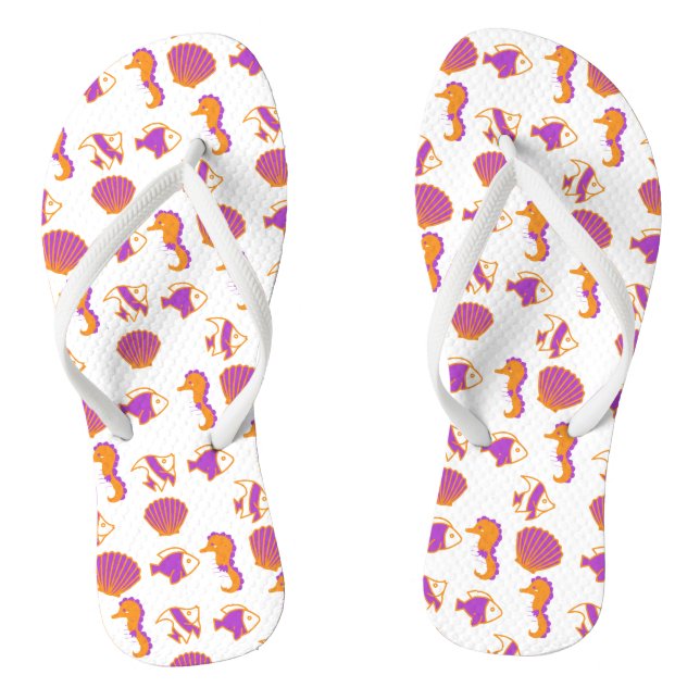 Stylish Cute Colourful Sea Life Underwater Pattern Flip Flops (Footbed)