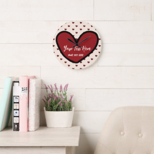 Stylish Cute Heart Pattern Monogram Personalized Large Clock