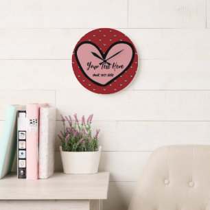 Stylish Cute Heart Pattern Monogram Personalized Large Clock