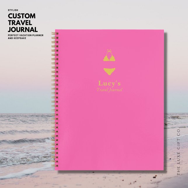 Stylish Cute Hot Pink Gold Bikini Travel Journal (Creator Uploaded)