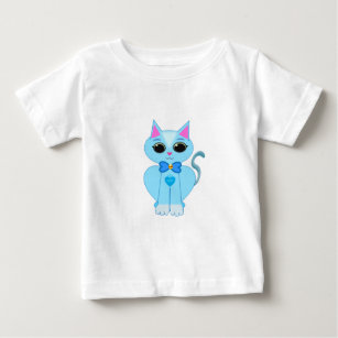 Stylish cute light blue kitty cat baby T-Shirt