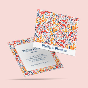 Stylish Cute Little Flowers Floral Typography  Square Business Card