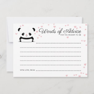 Stylish Cute Panda Bear Baby Advice Card