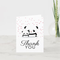 Stylish Cute Panda Bear Thank You Note Card