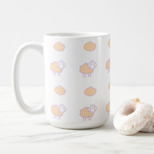 Stylish Cute Pink Sheep With Clouds Pattern Coffee Mug