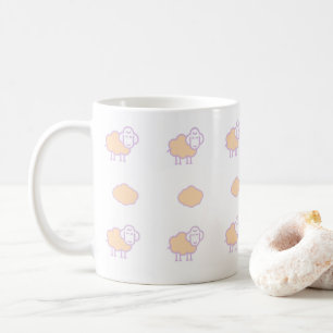 Stylish Cute Pink Sheep With Clouds Pattern Coffee Mug