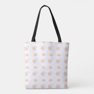 Stylish Cute Pink Sheep With Clouds Pattern Tote Bag