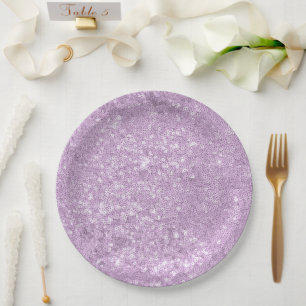 Stylish Cute Purple Glitter Girl Baby Shower   Paper Plate