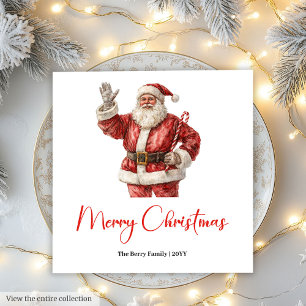 Stylish Cute Santa Claus Rustic Vintage Christmas Napkin