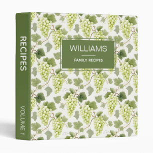 Stylish Cute Watercolor Grapes Personalized Recipe Binder