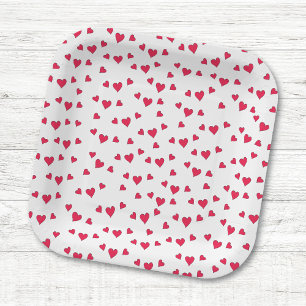 Stylish Cute Whimsical Hearts Trendy Party Design Paper Plate