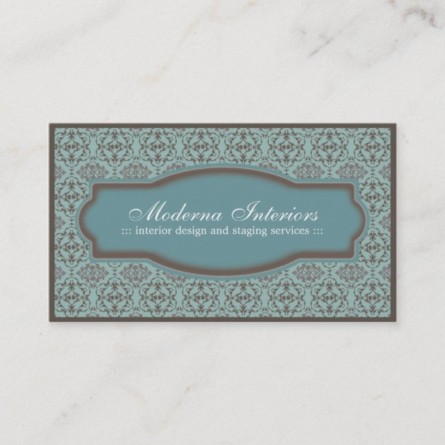 Stylish Damask Business Card (Front)