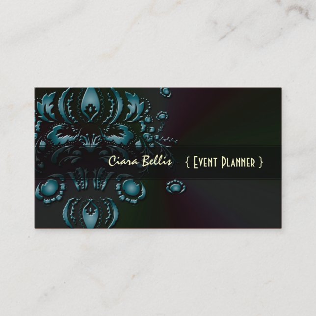 Stylish damask, business cards (Front)