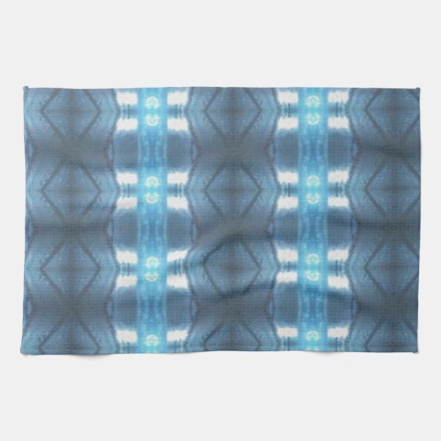 Stylish Dark and Light Blue Diamonds Kitchen Towel (Horizontal)
