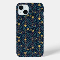 Stylish Dark Blue Fabric Pattern with Floral