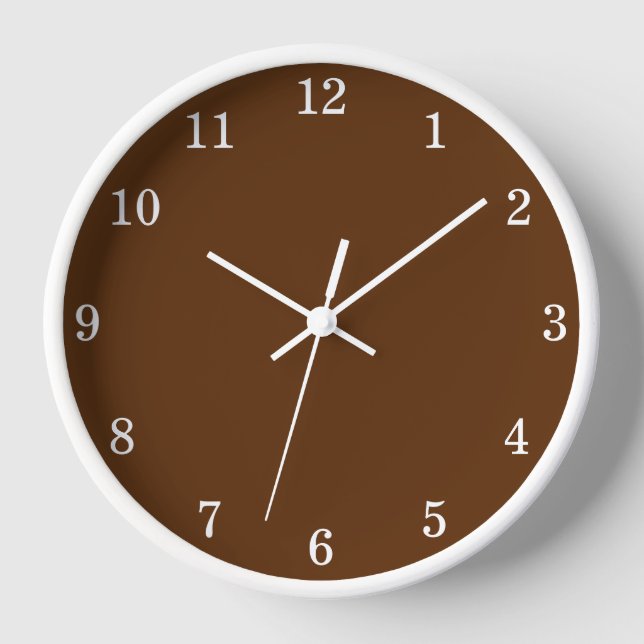 Stylish Dark Chocolate Brown Wall Clock (Front)