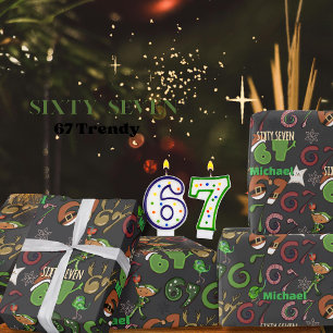 Stylish Dark Gray  Trendy Sixty Seven / 67  Wrapping Paper