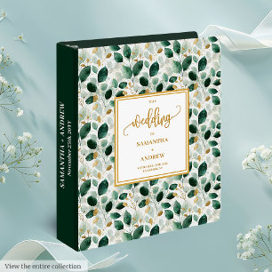 Stylish Dark Green Gold Foliage Memory Album Binder